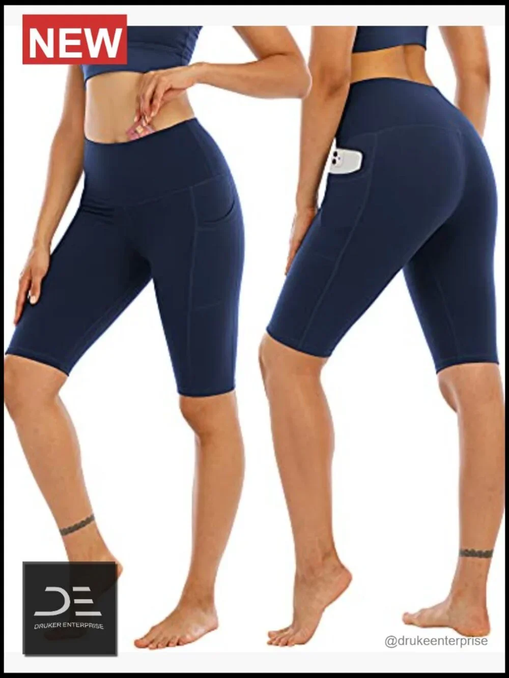 4 Pack High Waisted Biker Yoga Shorts with Pockets